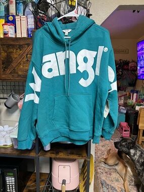 Wrangler Teal and White Retro Hoodie